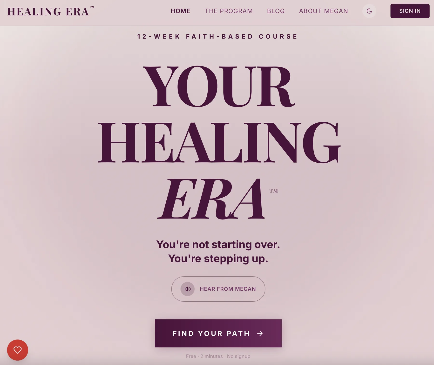 Healing Era course landing page